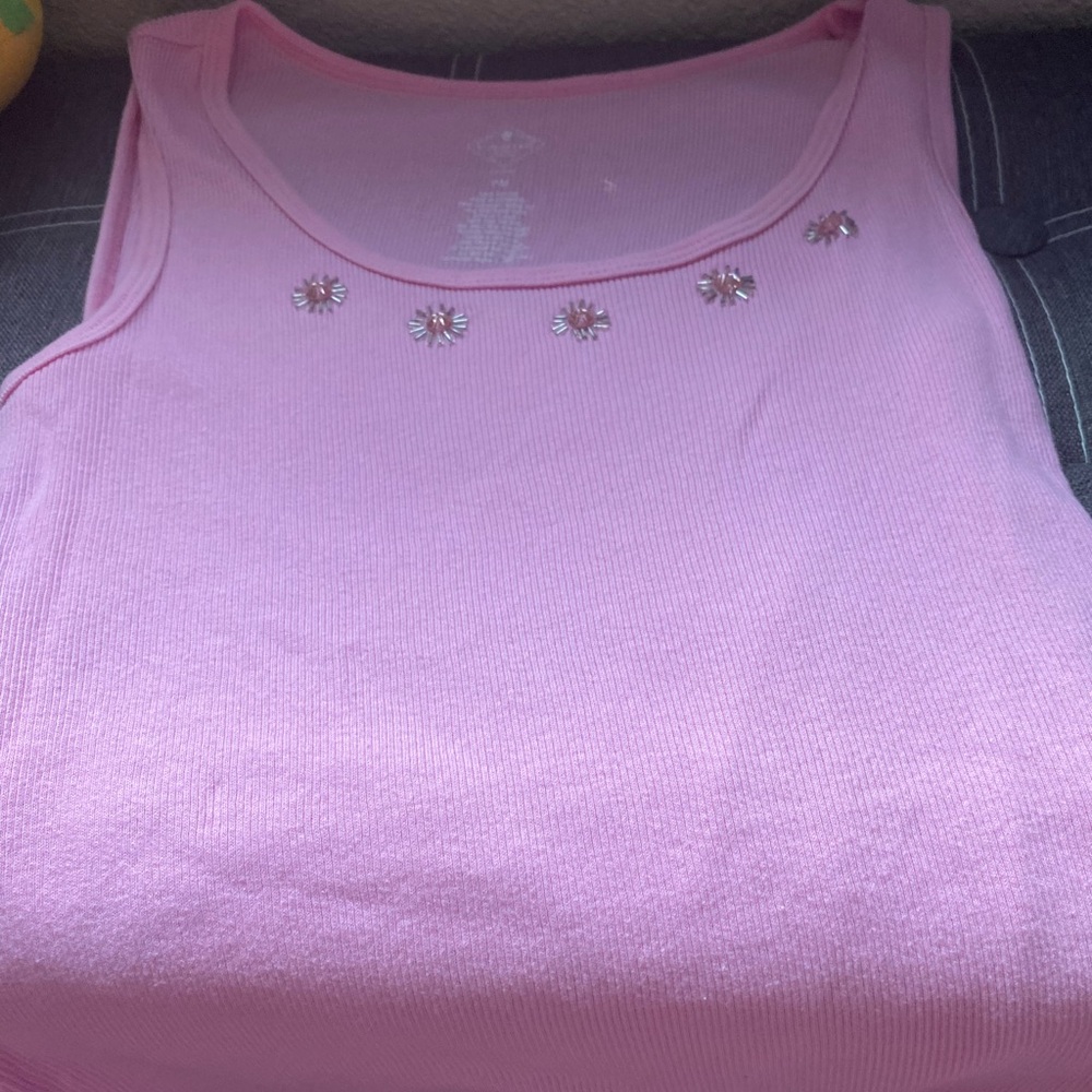 Classic Pink Embellished Tank Top
